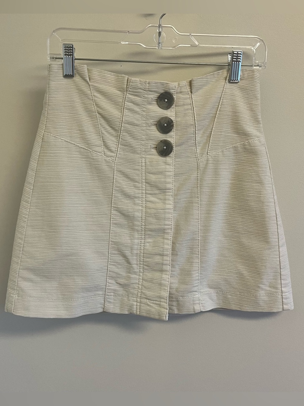 Free People Boho Mini Skirt High Rise Button Front Cotton Spandex Sz 4 Sample
